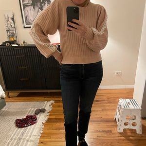 See by Chloe Blush pink sweater with statement sleeves